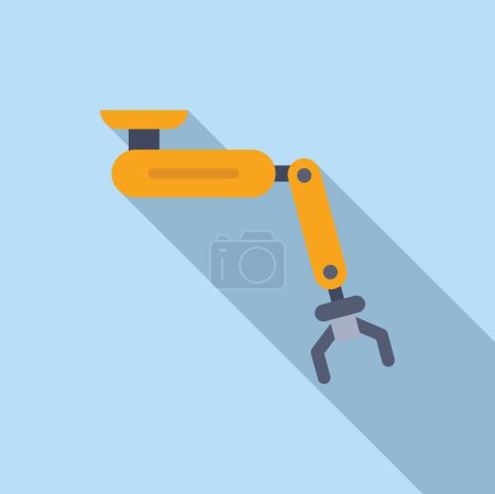 Diseño plano vector de un brazo robótico industrial sobre un fondo azul