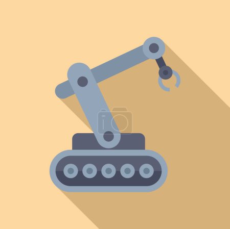 Flat design vector illustration of a modern industrial robotic arm for automation processes