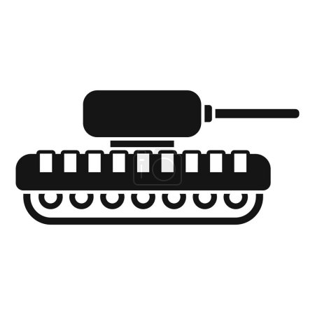 Icône vectorielle noire d'un char militaire adapté aux thèmes de guerre et aux applications militaires