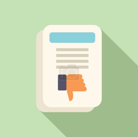 Illustration for Flat vector icon of a thumbs down symbol on a document with long shadow - Royalty Free Image