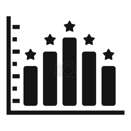 Black and white icon of a bar chart with ascending bars topped by stars, representing a rating system