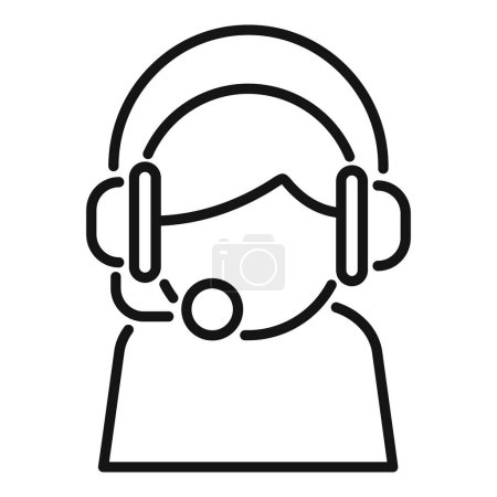 Icono de arte de línea simple que representa a un representante de atención al cliente con un auricular