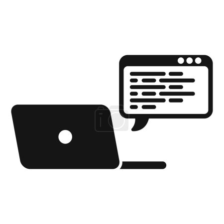 Illustration vectorielle d'un ordinateur portable avec une icône de bulle vocale, symbolisant la communication en ligne