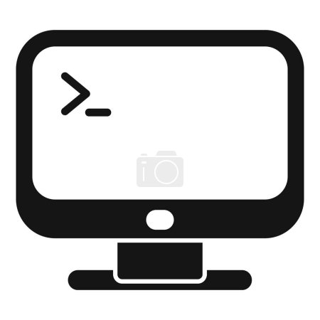 Ilustración de Icono simplificado en blanco y negro que representa una línea de comandos del ordenador - Imagen libre de derechos