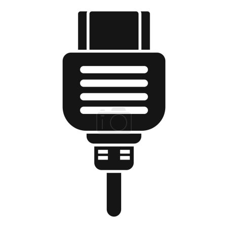Ilustración vectorial de una silueta de enchufe de cable de micrófono en negro sobre un fondo blanco, adecuada para varios diseños