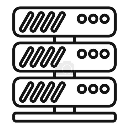 Schwarz-weiße Linienkunst stilisierter Server-Rack-Icons für Web- und Netzwerkkonzepte