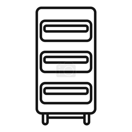 Simple, clean line drawing of a vertical drawer unit, perfect for interior design themes
