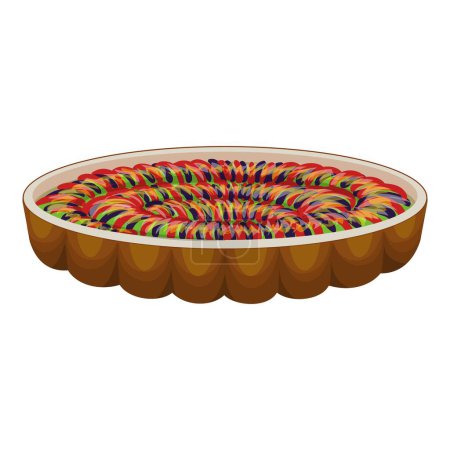 Digital illustration of a full bowl of multicolored jelly beans, viewed from above