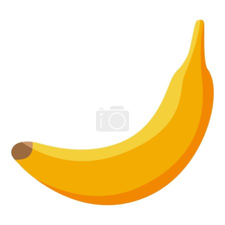 Ilustración vibrante y fresca de plátano amarillo brillante sobre fondo blanco, gráfico vectorial de una fruta tropical madura y saludable, perfecto para un diseño de concepto de comida minimalista, orgánica y natural.