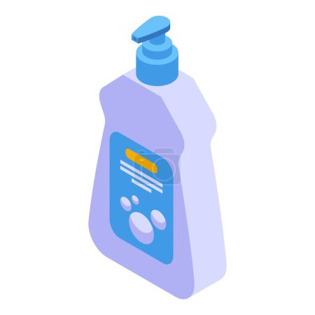 Illustration vectorielle isométrique d'une bouteille de pompe désinfectante pour les mains sur fond blanc