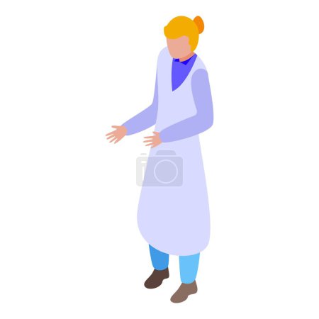 Stylish and modern isometric female doctor illustration in a clean and simple design on a white background