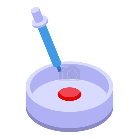 Ilustración vectorial de una pipeta añadiendo una muestra a una placa de Petri, ideal para temas científicos y de laboratorio