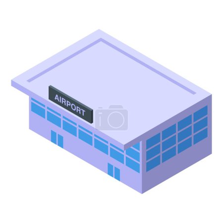 Stunning isometric airport building illustration with modern architectural design and 3d vector art, perfect for travel, transportation, and aviationrelated projects