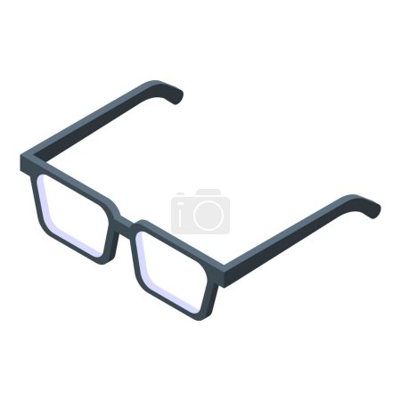 Elegante ilustración vectorial de gafas graduadas negras isométricas con marcos de moda y diseño moderno para el cuidado diario de los ojos y la protección de la visión de moda
