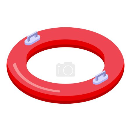 Vibrant 3d isometric illustration of a red lifesaver flotation ring