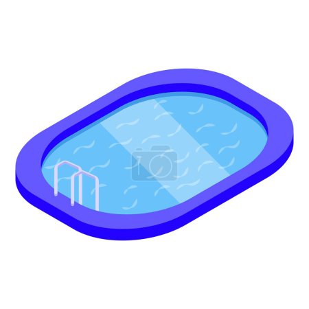 Bright and vibrant isometric swimming pool vector illustration with clear blue water. Perfect for summer leisure and recreation design. Ideal for residential or hotel wellness and exercise facility