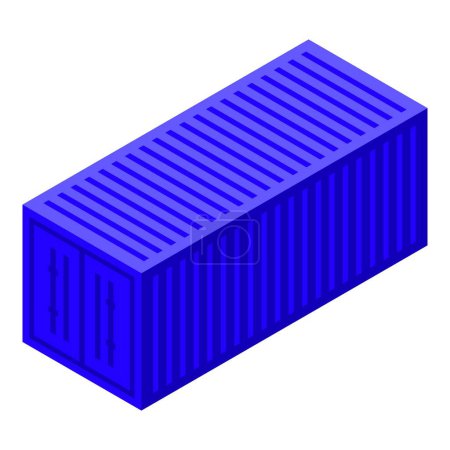 Vibrant isometric vector illustration of a standard blue shipping container