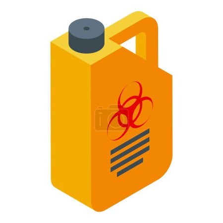 Vector illustration of an isometric jerry can with biohazard symbol