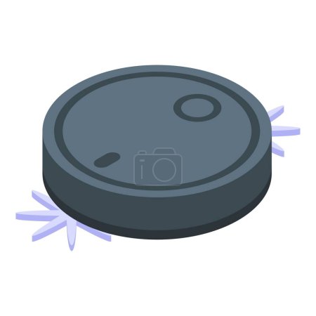 Isometric view of a cartoonstyle robotic vacuum cleaner on a white background