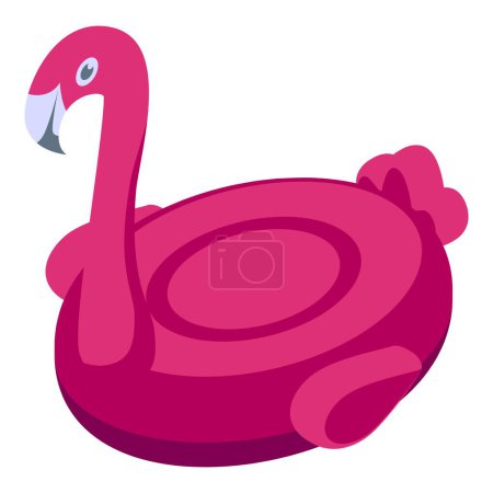 Vibrant vector illustration of a pink flamingoshaped inflatable pool float on a white background