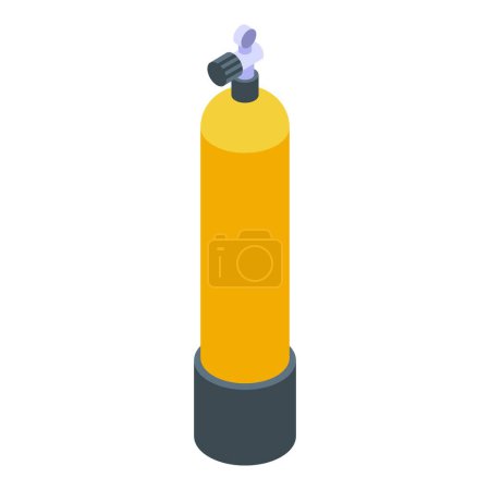 Isometric vector illustration of pressurized oxygen cylinder for medical equipment and healthcare support in hospital and emergency respiratory therapy, isolated 3d design