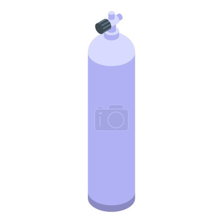 Diseño isométrico detallado de un cilindro de gas púrpura, perfecto para web e impresión