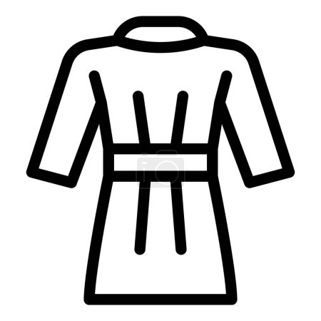Elegant black and white line art illustration of a comfortable bathrobe, perfect for lounging at home or at a spa, made of soft cotton or terrycloth fabric