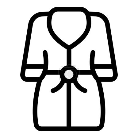 Simple, black and white line art icon representing a comfortable bathrobe, designed for spa themes