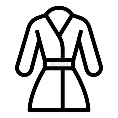 Simple line art icon depicting a stylish unisex bathrobe, ideal for spa and fashion use