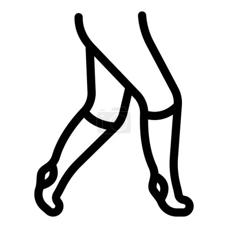 Black and white line art of human legs in motion, depicting walking or stepping forward