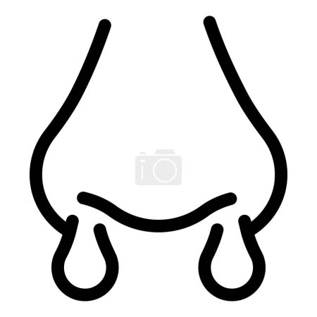 Simple and minimalist cartoon nose illustration drawing in black and white line art style for vector graphic design of human body part and olfactory symbol icon