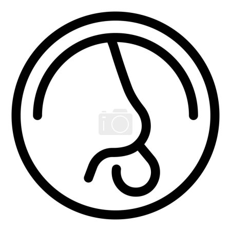Arte de línea negra simplificada de una nariz humana en un marco circular, ideal para logotipos o ilustraciones de anatomía