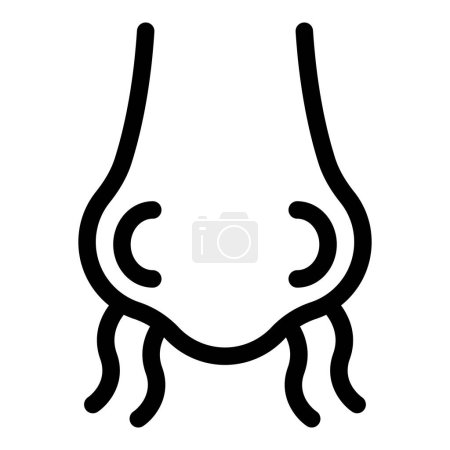 Dibujo de línea negra simple de una nariz humana, un icono para partes del cuerpo o sentidos
