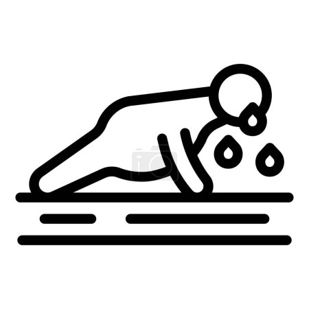 Ilustración de Icono estilizado en blanco y negro de un individuo que realiza flexiones, que representa la actividad física - Imagen libre de derechos