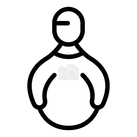 Black and white illustration of a stylized bowling pin icon, isolated on white
