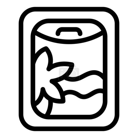 Einfache Schwarz-Weiß-Linienzeichnung einer Fischdose, die die Lagerung von Lebensmitteln oder Konserven darstellt