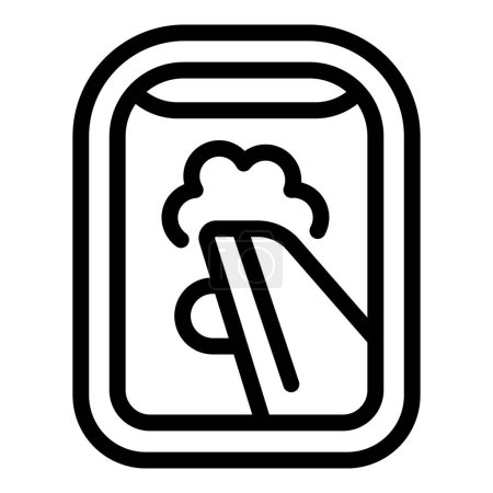 Minimalistic beer can line icon with foam isolated on white vector illustration for brewery, pub, and craft brewery web and app design