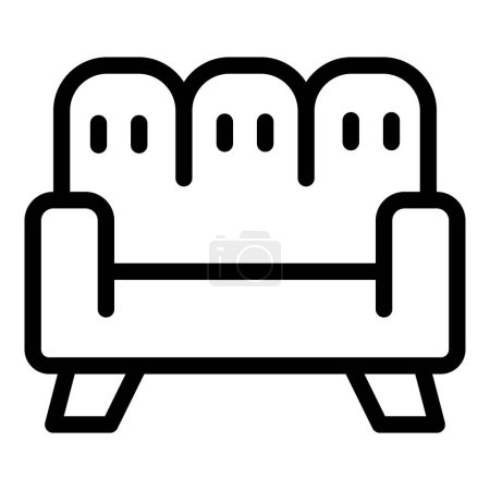 Simple black line drawing of a contemporary threeseater sofa, suitable for icon or interior design themes