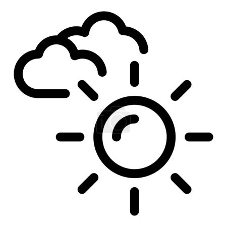 Partly cloudy weather icon in black and white simple flat design graphic for weather forecast app interface and mobile seasons temperature daily nature environmental pictogram illustration