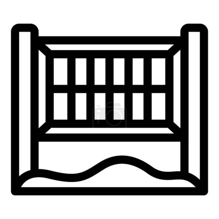 Simple black and white icon of a tennis court with net and baseline details