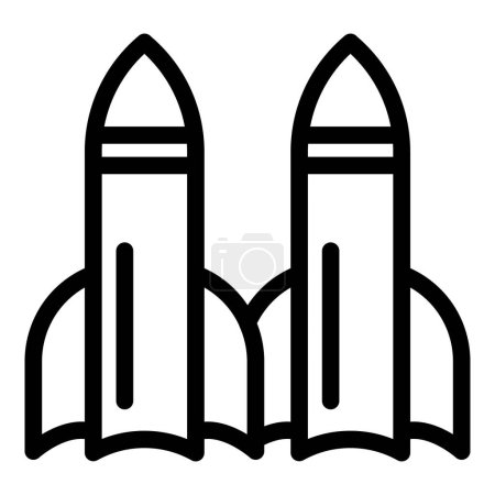 Dessin en noir et blanc de deux fusées symbolisant le voyage spatial et la technologie