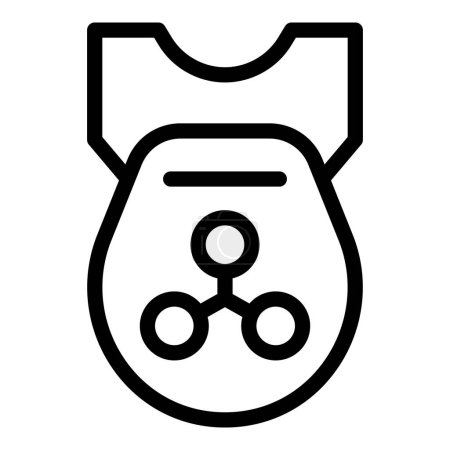 Clean, black and white vector illustration of a security tag with a blockchain symbol