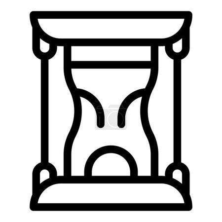 Black and white vector illustration of a traditional sand hourglass, symbolizing time