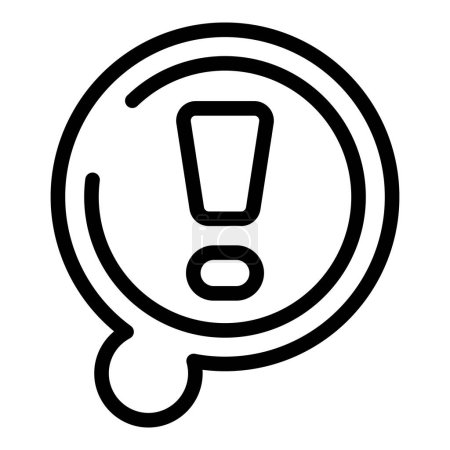 Line art icon of a speech bubble with an exclamation mark, representing alert or attention