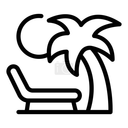 Schwarze Umrissvektorsymbole symbolisieren einen entspannten Strandurlaub