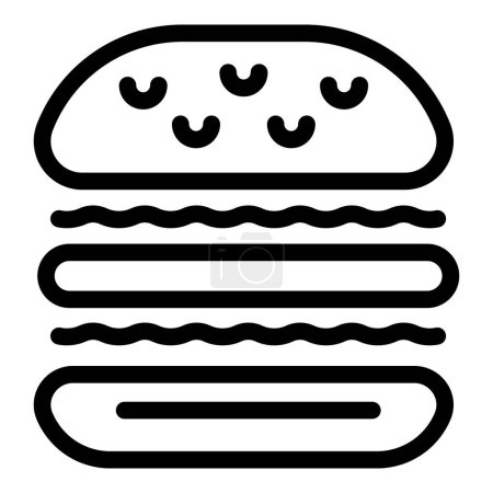 Einfache und minimalistische Zeilenkunst-Burger-Ikone in Schwarz-Weiß, perfekt für Fast-Food-Menüs und Diner-Logos