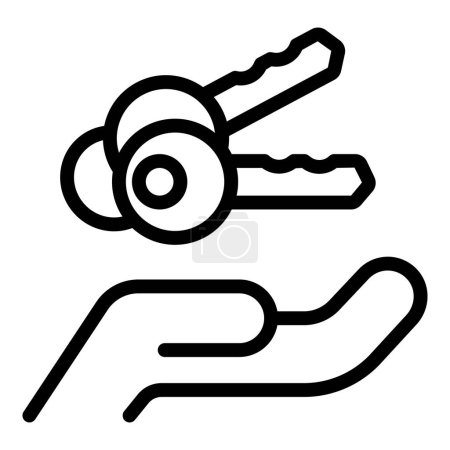 Simple line art icon showing a hand presenting a set of keys, depicting access, trust, or property concept