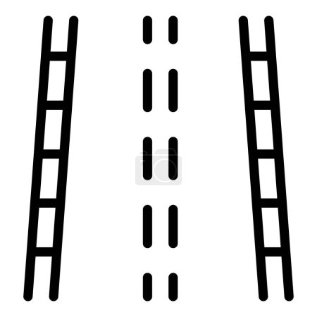 Two black ladders on a white background