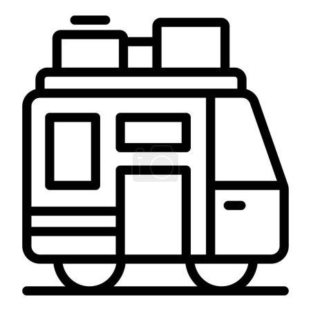 A detailed line art illustration of a tram, perfect for urban transport themes