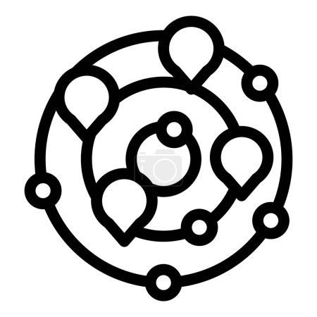 Abstract geometric connectivity icon with network and vector illustration in black and white. Representing modern tech and digital communication
